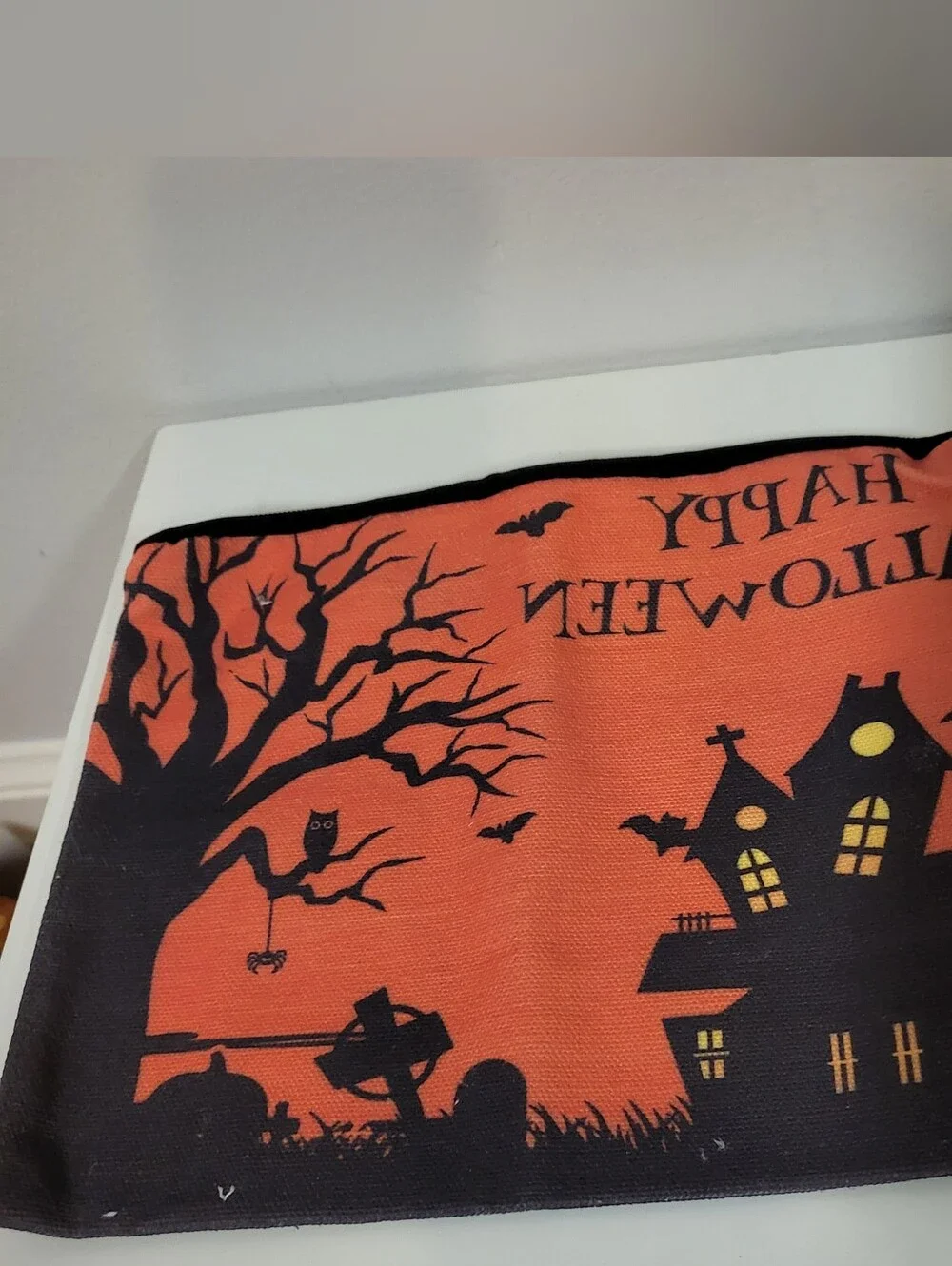 Happy Halloween Orange Zipper Party Pouch